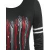 Plus Size Heart Print  Striped T Shirt - BLACK 5X