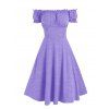 Mini Robe Courte Volantée à Épaules Dénudées en Ligne A à Taille Empire - Violet clair XL