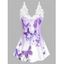Débardeur Ombré à Imprimé Papillon et Fleur en Dentelle Insérée - Violet clair S