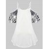 Plus Size Tribal Printed Cold Shoulder Tee - WHITE 4X