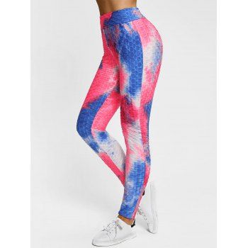 

Tie Dye Print Butt Lifter Textured Skinny Leggings, Multicolor