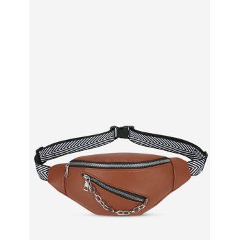 

Double Compartment Chain Embellished Bum Bag, Brown