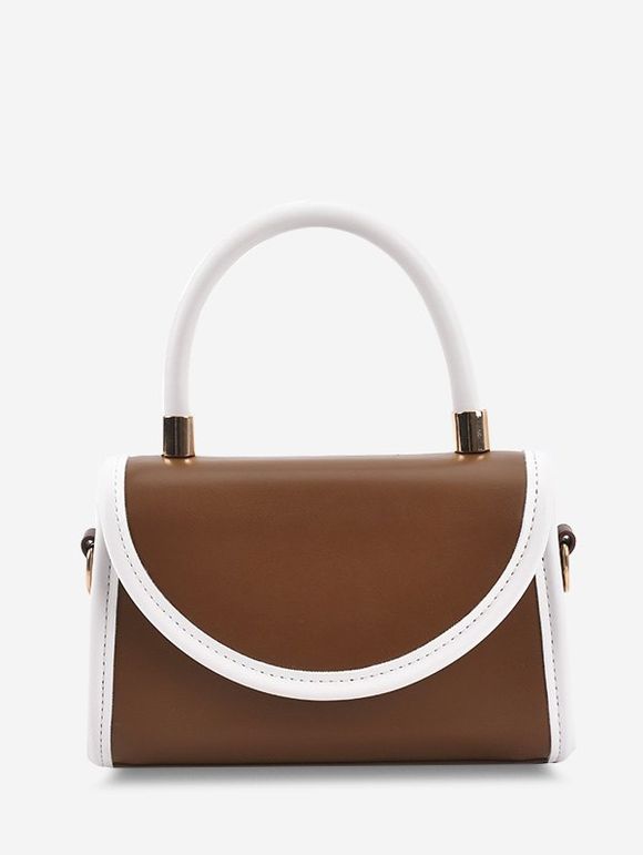 Sac à Bandoulière en Couleur Contrastée - café 