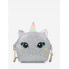Sac à Bandoulière Motif Licorne de Dessin Animé et Paillettes - Argent 
