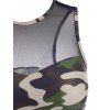 Maillot de Bain Tankini Camouflage Panneau en Maille Au Dos Nageur à Volants - Noir S