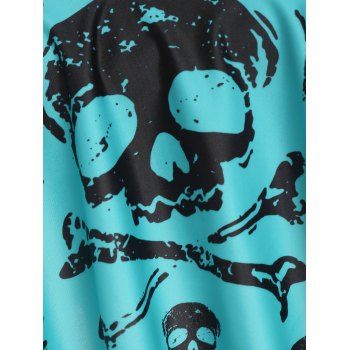 Buy Halloween Swimsuit Skull Print Bowknot Tummy Control Tankini Swimwear. Picture