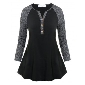 

Plus Size Marled Raglan Sleeve Tee, Black