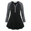 T-shirt Chiné à Manches Raglan Grande Taille - Noir 2X