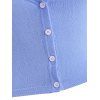 Plus Size Halter Knit Button Up Open Back Crop Tank Top - LIGHT BLUE 3XL