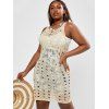 Robe Couverte Tricotée Ajourée de Grande Taille - café lumière XL