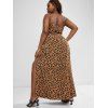 Plus Size Leopard Print High Slit Dress - COFFEE L