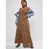 Robe à Imprimé Léopard à Fente Haute de Grande Taille - café 5XL