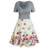 Robe Fleurie Imprimée à Col Bénitier - multicolor XXL