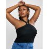 Débardeur en Tricot Croisé Bague Au Dos de Grande Taille - Noir 2XL