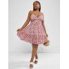 Robe Fleurie Imprimée Plissée Au Dos à Bretelle de Grande Taille - Rose clair 5XL