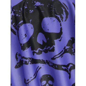 Halloween Swimsuit Skull Print Bowknot Tummy Control Tankini Swimwear