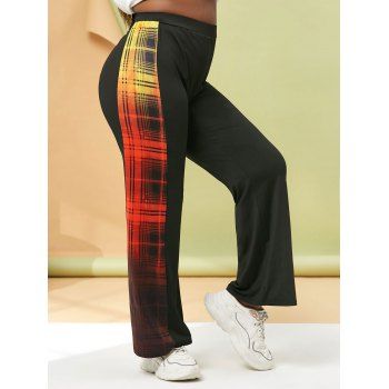 

Plus Size Plaid High Rise Wide Leg Pants, Black