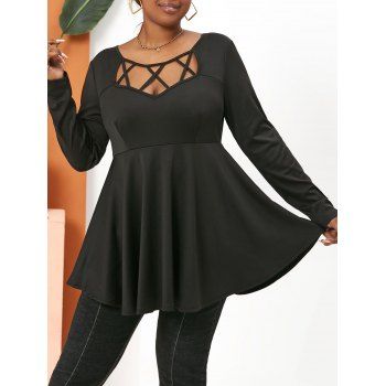 

Plus Size Crisscross Cutout T-shirt, Black