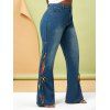Jean Evasé Coloré de Grande Taille à Lacets à Côté - Bleu XL