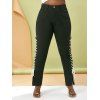 Contrast Lace Up Side Plus Size Tapered Jeans - BLACK XL