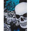 T-Shirt avec Découpes à Imprimé Crânes D'Halloween et Roses Grande-Taille - Noir L
