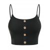 Haut de Base Court Boutonné de Grande Taille - Noir 1X