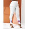 Pantalon Moulant à Imprimé 3D Boule à Coupe Haute de Grande Taille - Blanc 3X