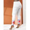 Pantalon Moulant à Imprimé 3D Boule à Coupe Haute de Grande Taille - Blanc 4X
