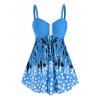 Ensemble de Tankini Rembourré à Imprimé Cachemire de Grande Taille à Pois - Bleu 1X