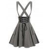 Mini-Jupe à Bretelle à Double Poches à Lacets - Gris XXXL