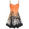 Plus Size Halloween Tree Pumpkin Face Print Dress - ORANGE 4X