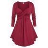 T-Shirt Croisé avec Col en Cœur de Grande Taille - Rouge 2X