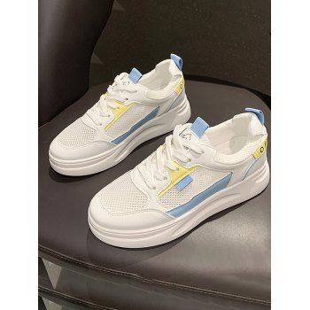 

Lace-Up Color Contrast Mesh Sneakers, Blue