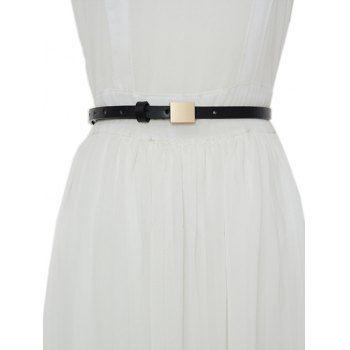 

Slim Square Buckle Waist Belt, Black