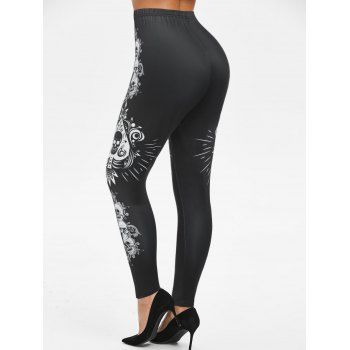 Skulls Bohemian Print Skinny Leggings