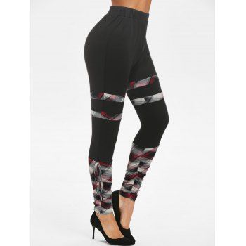 

Plaid Print Bowknot Detail Ruched Skinny Pants, Black
