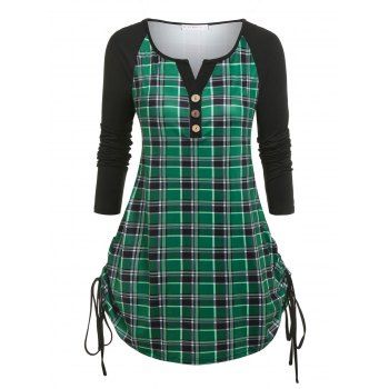 

Plus Size Plaid Cinched T-shirt, Green