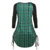 Plus Size Plaid Cinched T-shirt - GREEN 2X