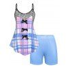 Ensemble de Pyjama Haut Irrégulier Nœud Papillon de Grande Taille et Short - multicolor 1X