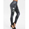 Legging Moulant à Imprimé 3D Crâne - Noir XXL