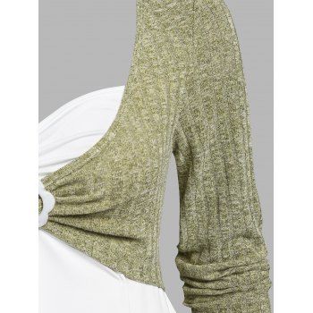 Ribbed Pointed Hem Faux Twinset Knitwear