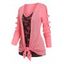T-shirt Irrégulier à Empiècement en Dentelle - Rose clair L