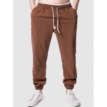 

Beam Feet Casual Solid Color Pants, Coffee