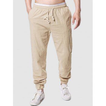 

Beam Feet Casual Solid Color Pants, Light yellow