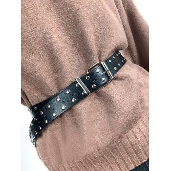 

Punk Rivets Pin Buckle Wide Belt, Black