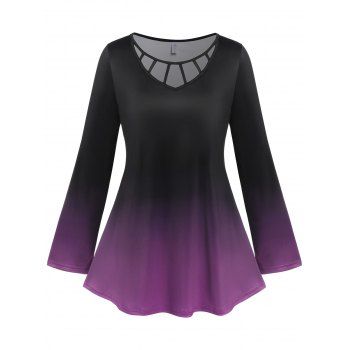 

Plus Size Ombre Color Cutout T-shirt, Concord