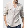 Chemise en Couleur Unie à Demi-Bouton - Jaune clair M