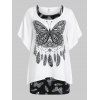 Ensemble de T-shirt à Imprimé Papillon à Manches de Cloche de Grande Taille et de Débardeur - Blanc 2X