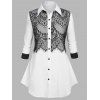 Chemise Boutonnée Panneau en Dentelle de Grande Taille - Blanc 3X