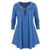 T-shirt Embelli de Chaîne de Grande Taille à Œillet - Bleu profond 3X